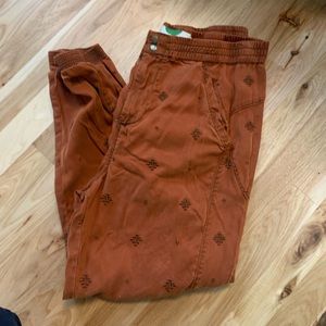 Anthropologie Embroidered Joggers
